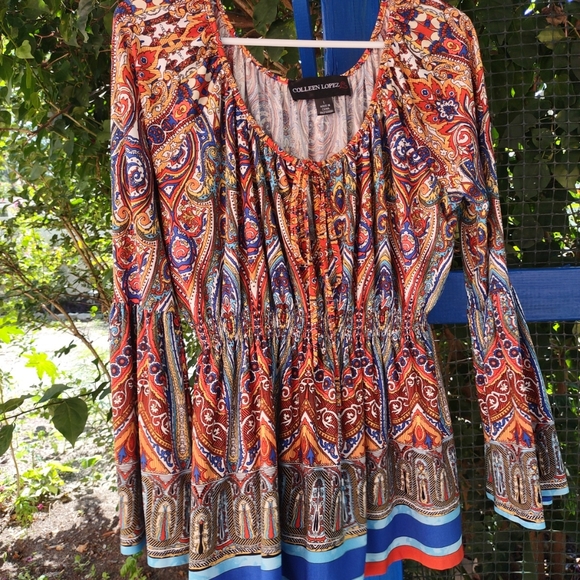 Colleen Lopez Multi-color Round Neck Blouse Size L - Picture 5 of 16
